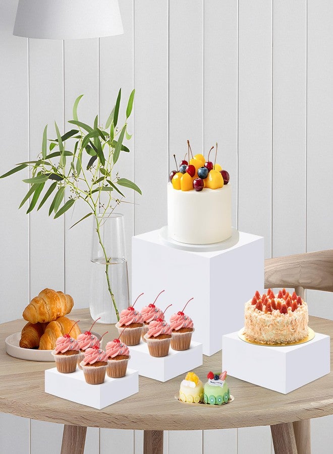 ejonirinjonir EI 8Pcs Acrylic Buffet Risers,High-end Classic Food Display Riser for Party,Catering,Jewelry Collectibles.White Heavy duty Dessert Table Display Set,Acrylic Cube Boxes Display Nesting Risers - Image 3